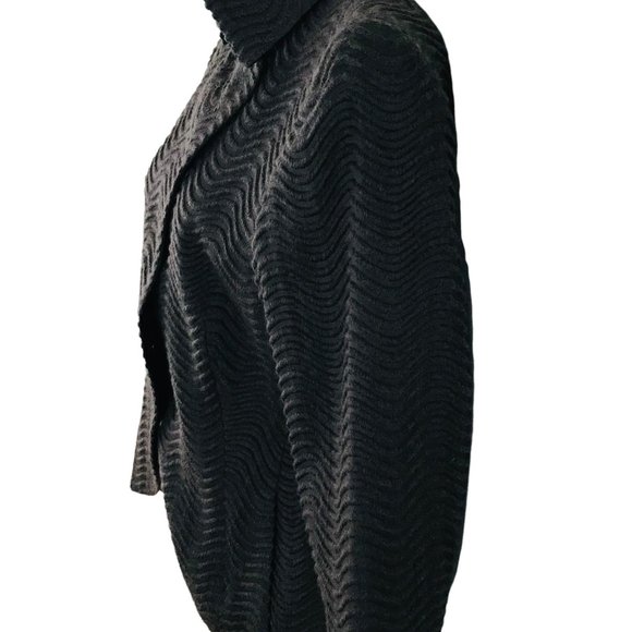 Akris Women's Size 10 Wavy Texture Wool Silk Asymmetrical Front Brown Jacket - Picture 2 of 9